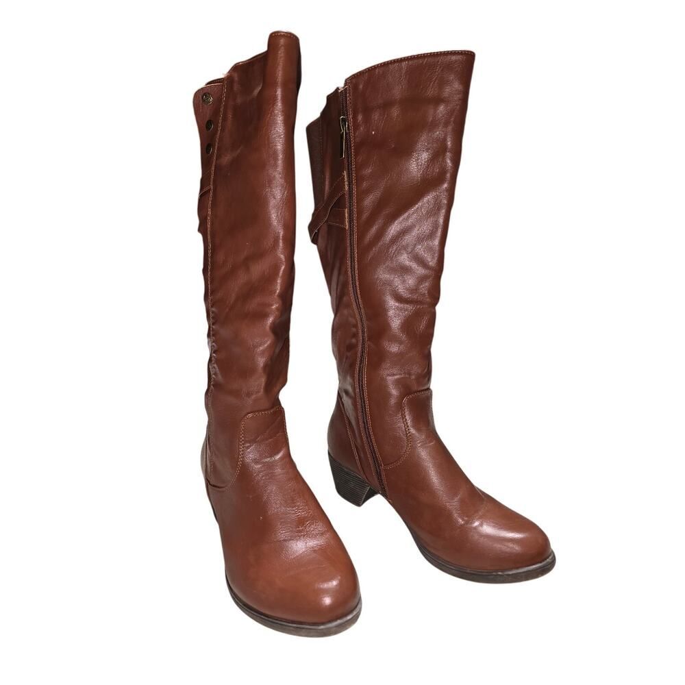 Avenue Tulsa Womens Tall Riding Boots Brown Side Zip Wide Width 8W Knee High